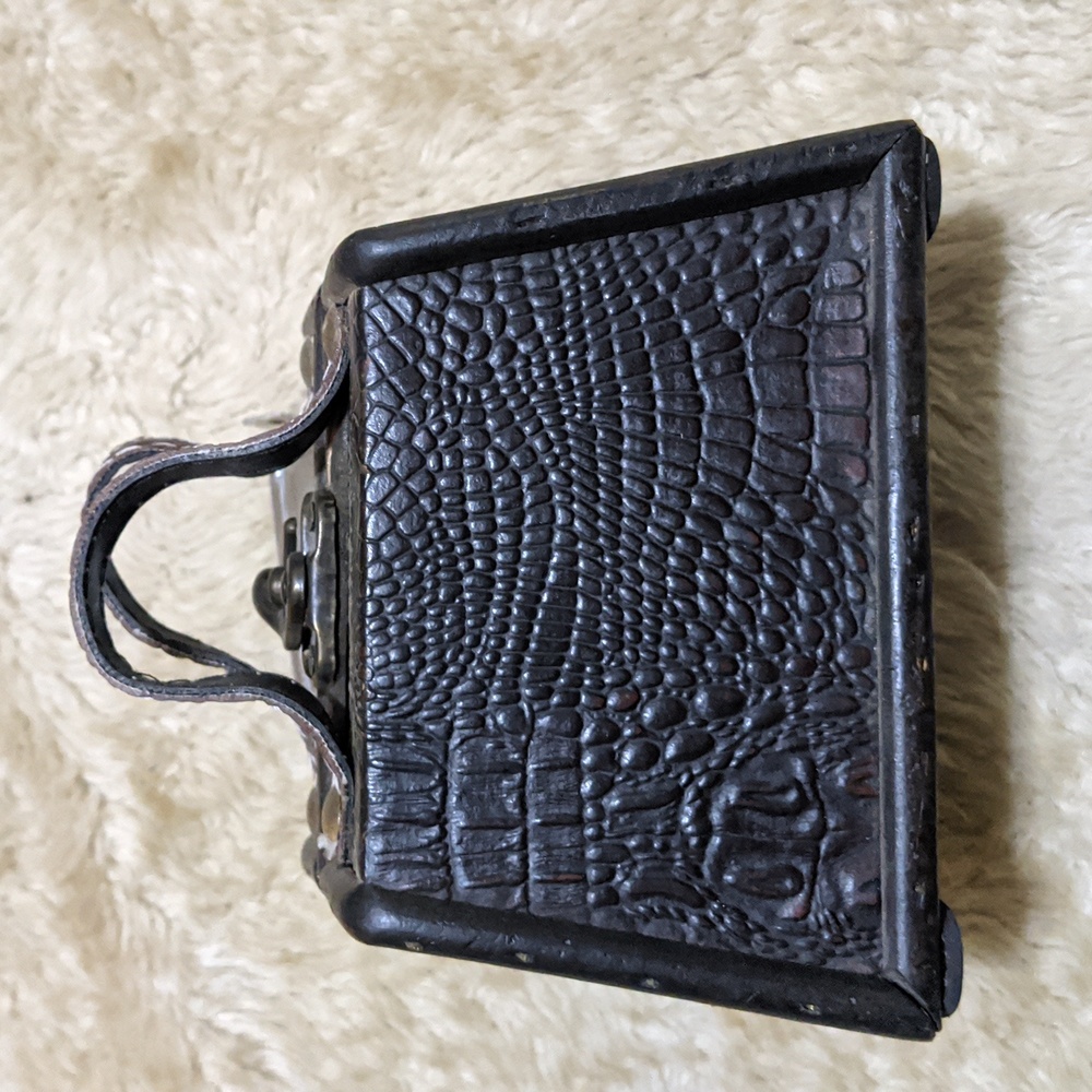 Small Faux Alligator Trapezoid Purse